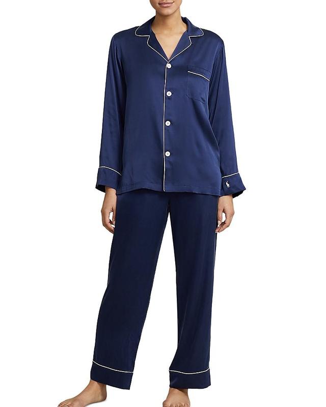 Womens Heritage Long Silk-Blend Pajama Set Product Image