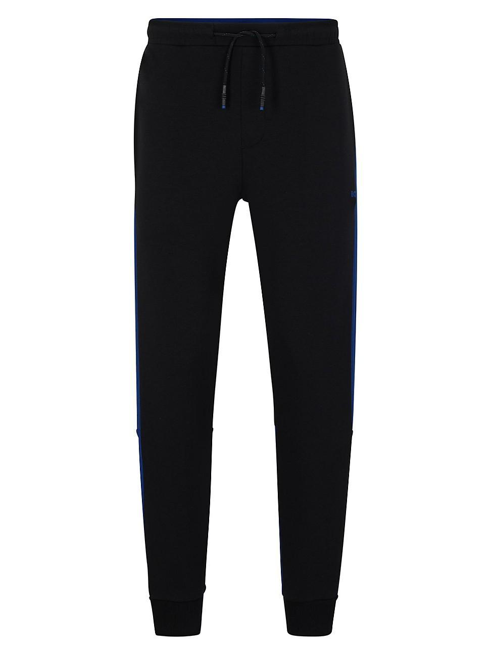 Mens Cotton-Blend Tracksuit Bottoms With Side-Stripe Tape Product Image