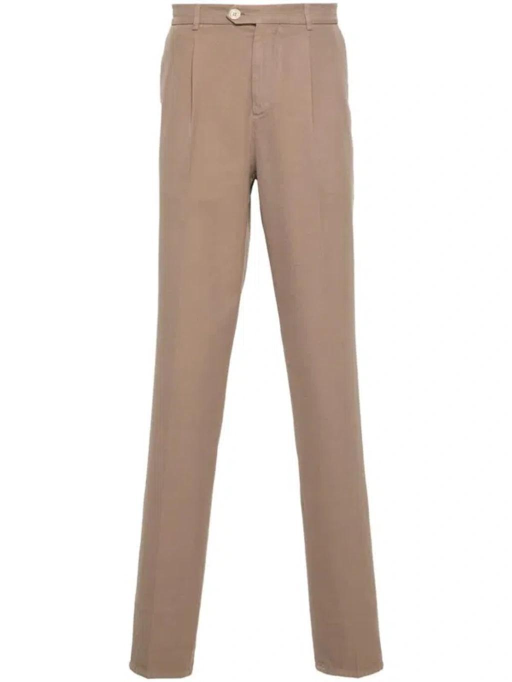 BRUNELLO CUCINELLI Pressed-crease Trousers In Brown Product Image