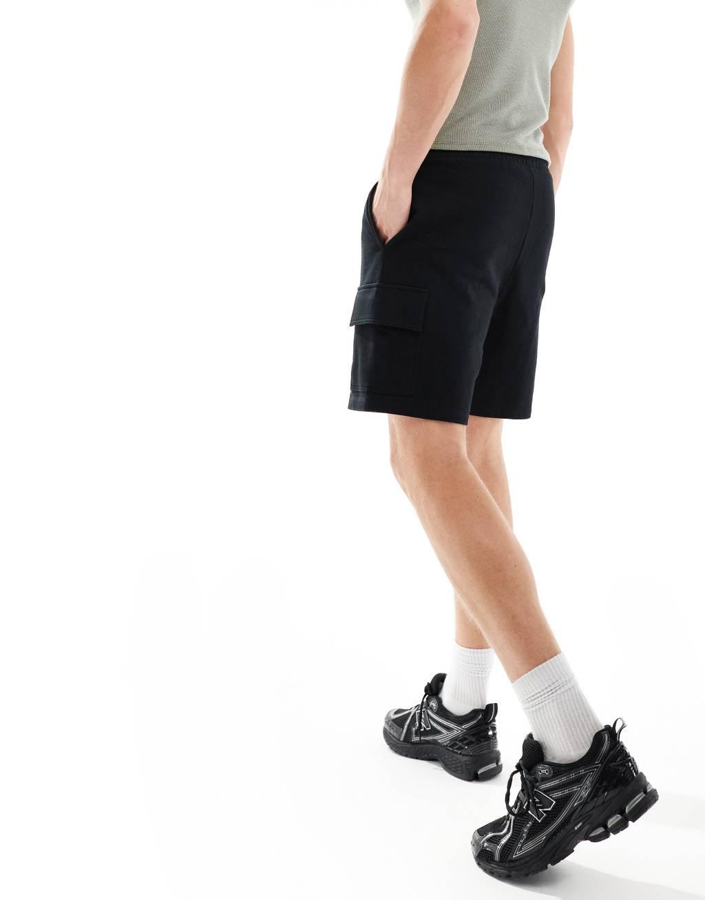 ASOS DESIGN slim cargo shorts in black  Product Image