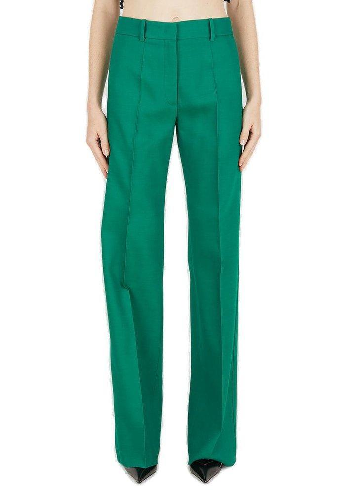 High Waist Straight Leg Trousers In Green Product Image