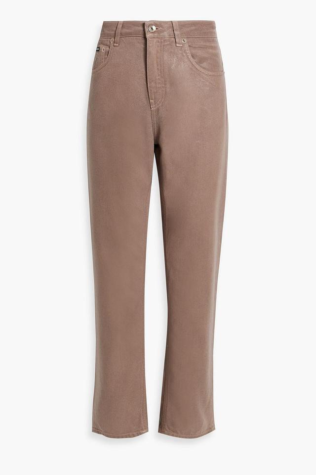 Coated High-rise Straight-leg Jeans In Antique Rose Product Image