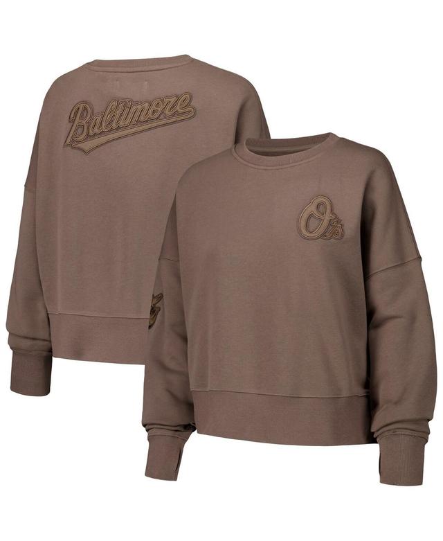 Pro Standard Womens Brown Baltimore Orioles Neutral Oversized Boxy Cropped Pullover Sweatshirt Product Image