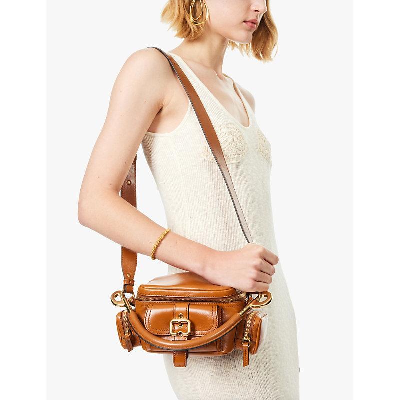 CHLOÉ Womens Small Camera Leather Shoulder Bag Clay Brown Product Image