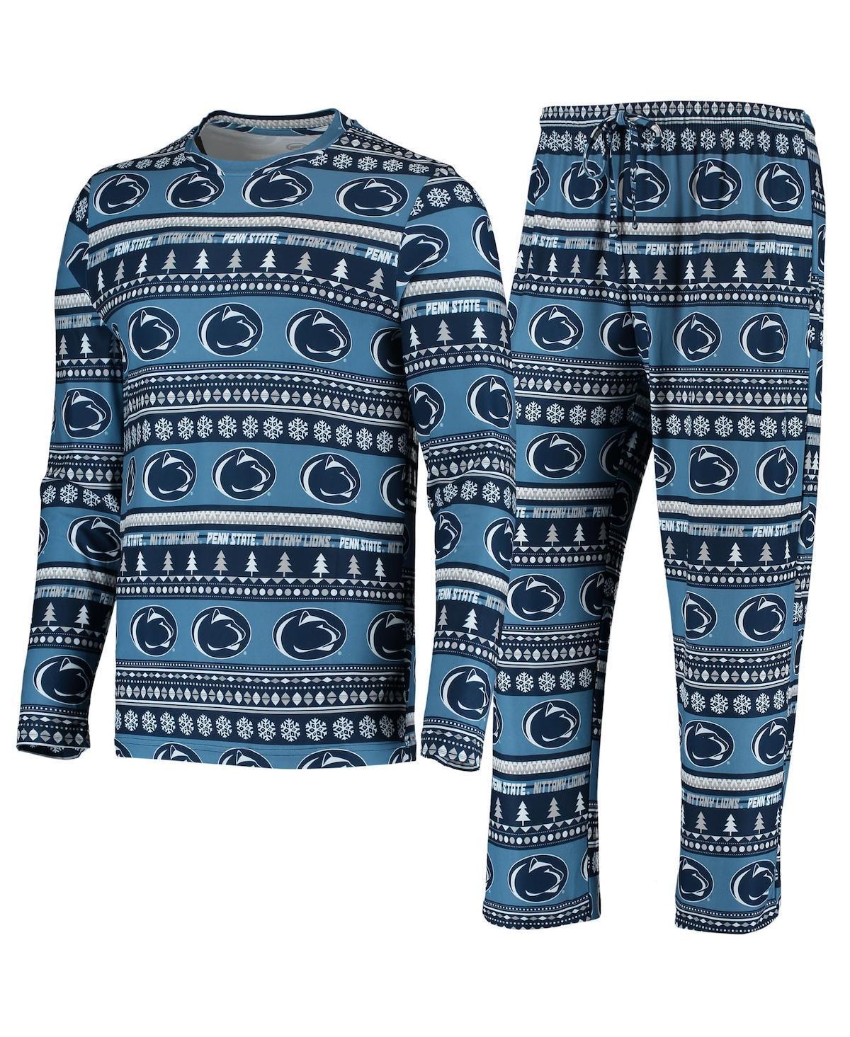 Mens Concepts Sport Navy Penn State Nittany Lions Ugly Sweater Knit Long Sleeve Top and Pant Set Product Image