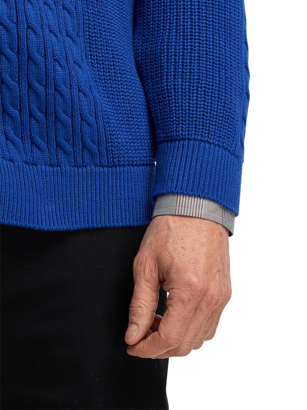 Cotton Cable Button Front Shawl Collar Cardigan - Cobalt Product Image