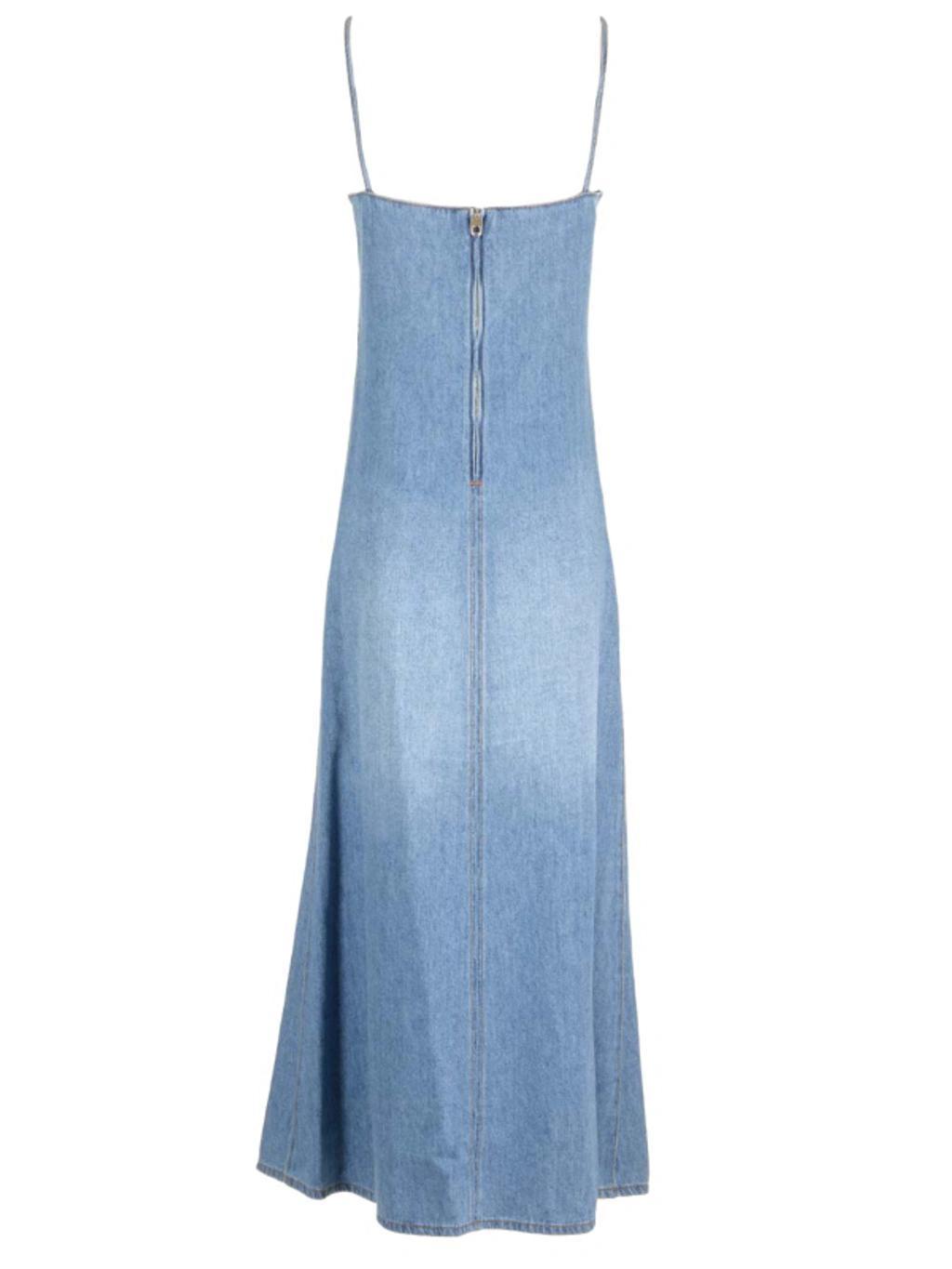 Denim Effect Midi Dress In Blue Product Image