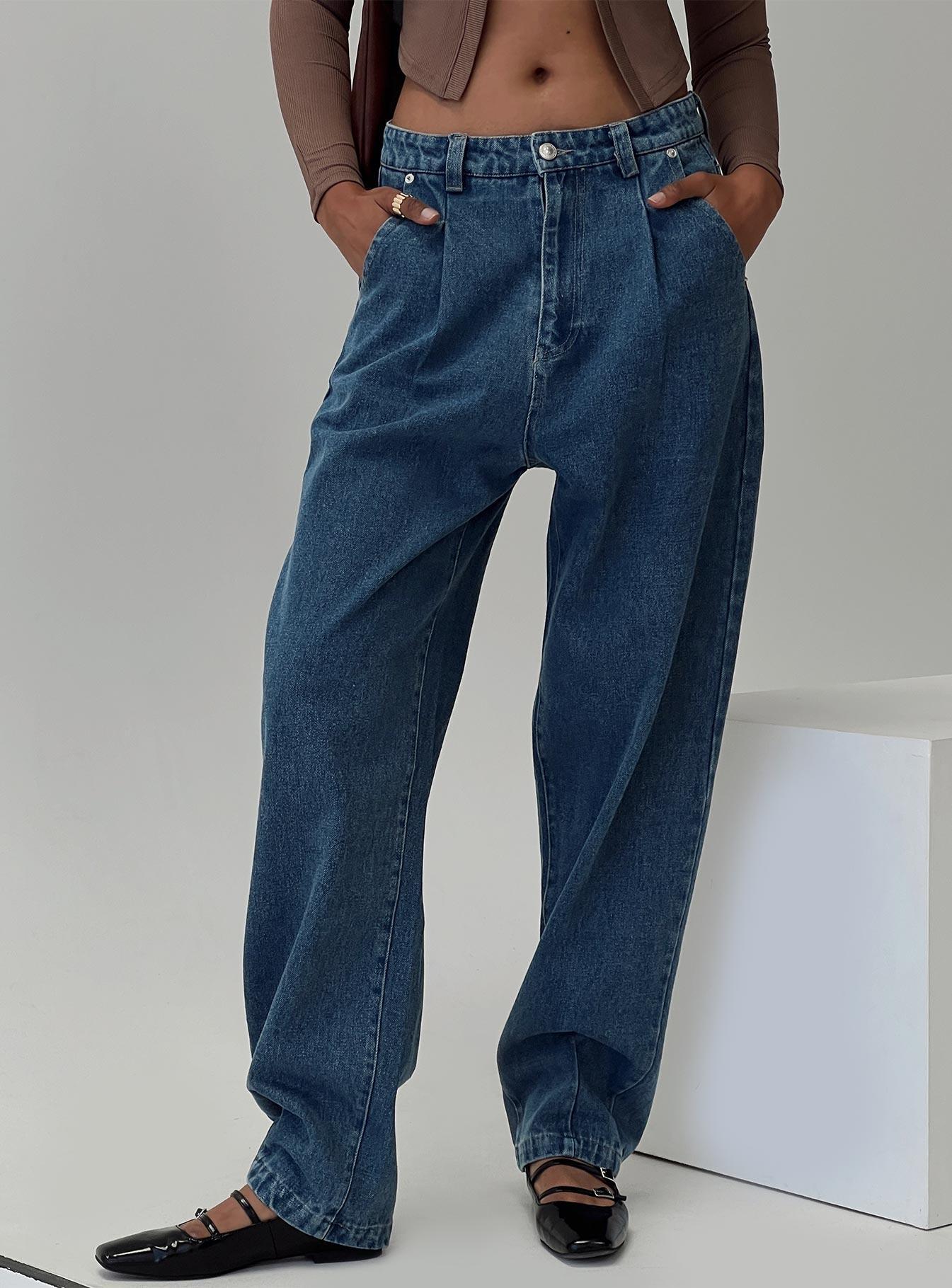 Forestier Pin Tuck Jeans Mid Blue Product Image