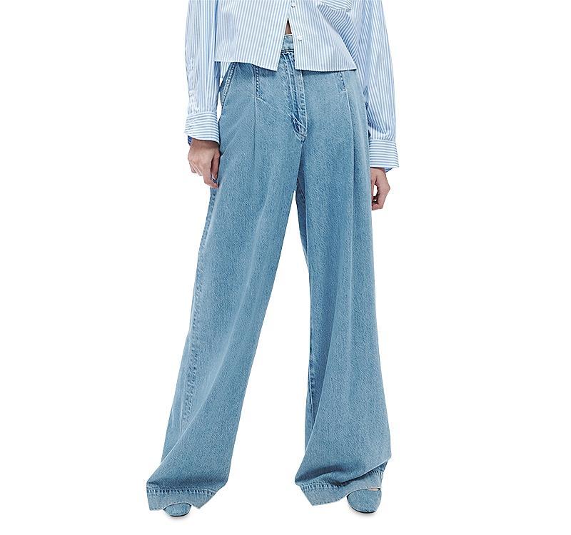 rag & bone Featherweight Abigail Pleated High Rise Wide Leg Jeans in Billie Product Image