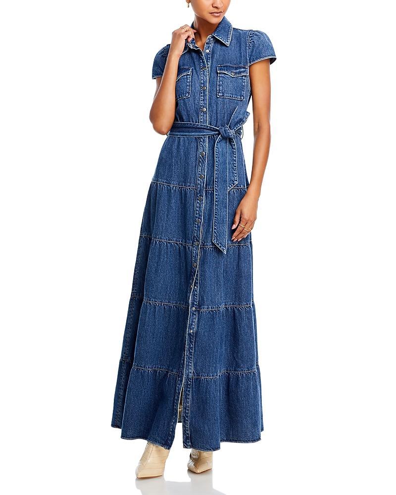 Alice + Olivia Miranda Tie Belt Denim Maxi Shirtdress Product Image