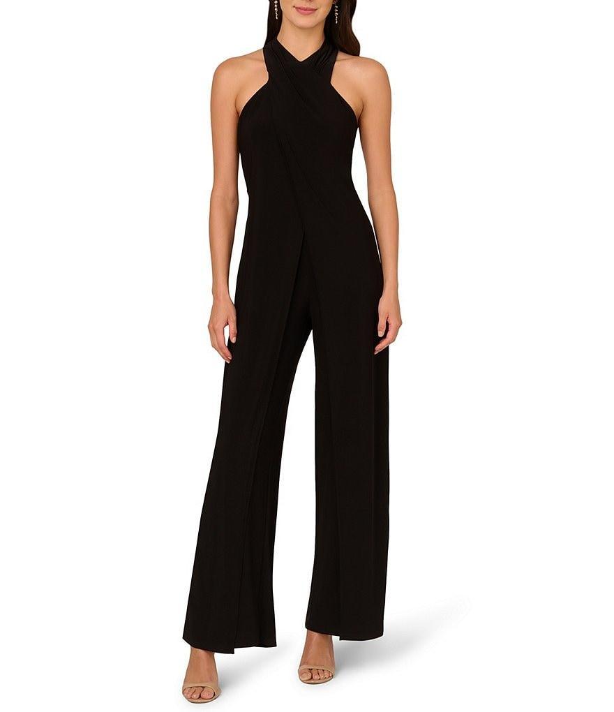 Adrianna Papell Criss Cross Halter Stretch Jersey Tulip Jumpsuit Product Image