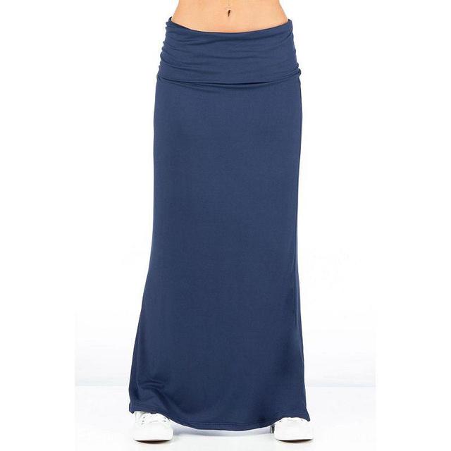 Womens 24Seven Comfort Apparel Foldover Maxi Skirt Blue Product Image