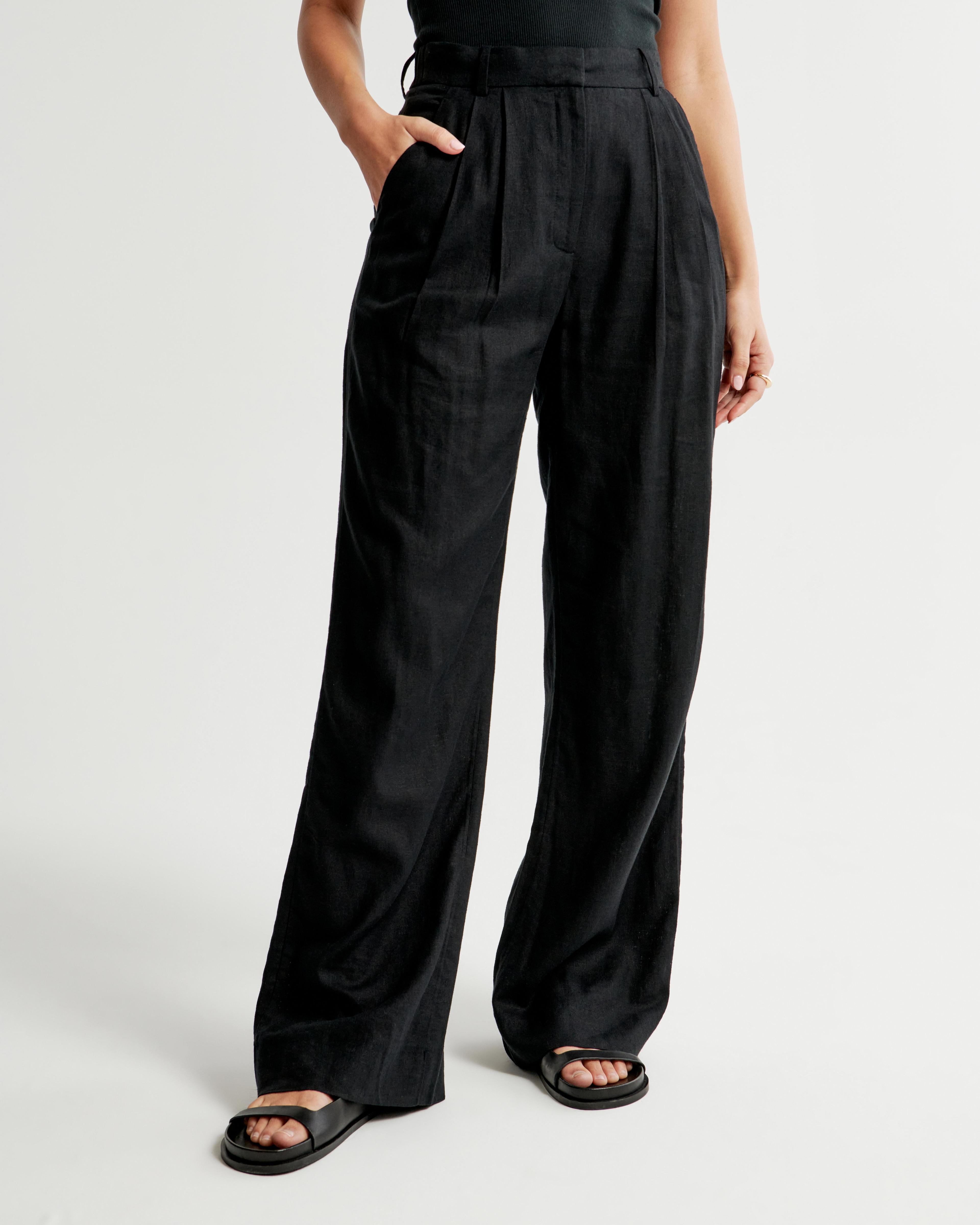 Curve Love A&F Sloane Tailored Linen-Blend Pant Product Image