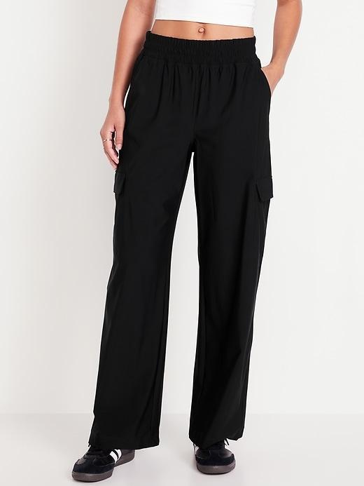 High-Waisted SleekTech Wide-Leg Cargo Pants Product Image