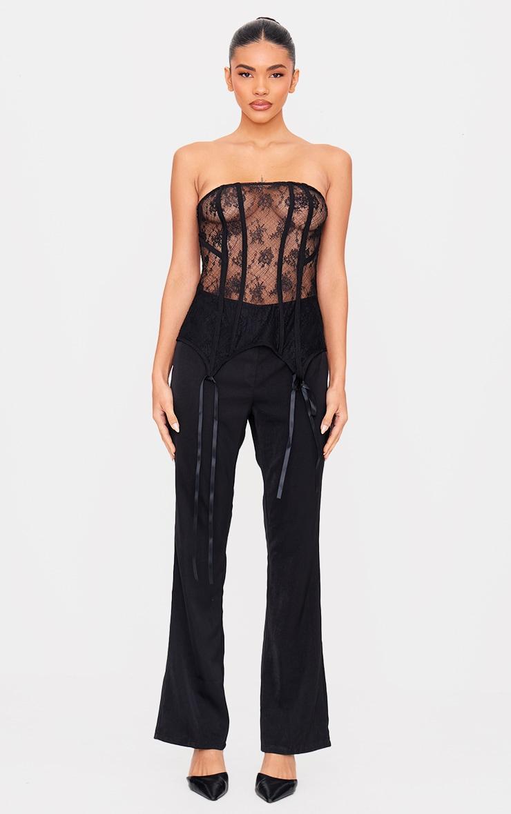  Black Bandeau Lace Corset Jumpsuit Product Image