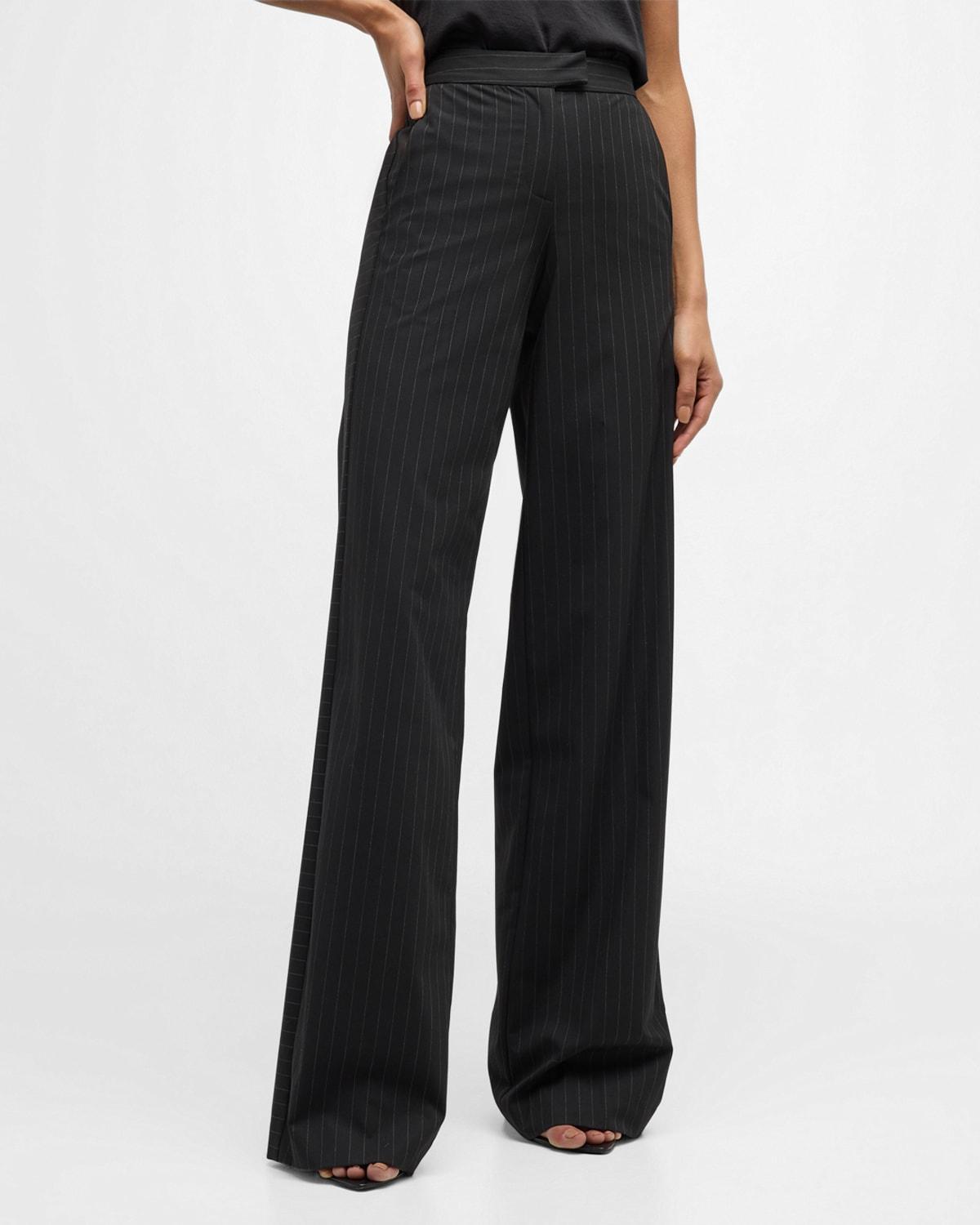 Womens Barbara Pinstriped Wide-Leg Pants Product Image