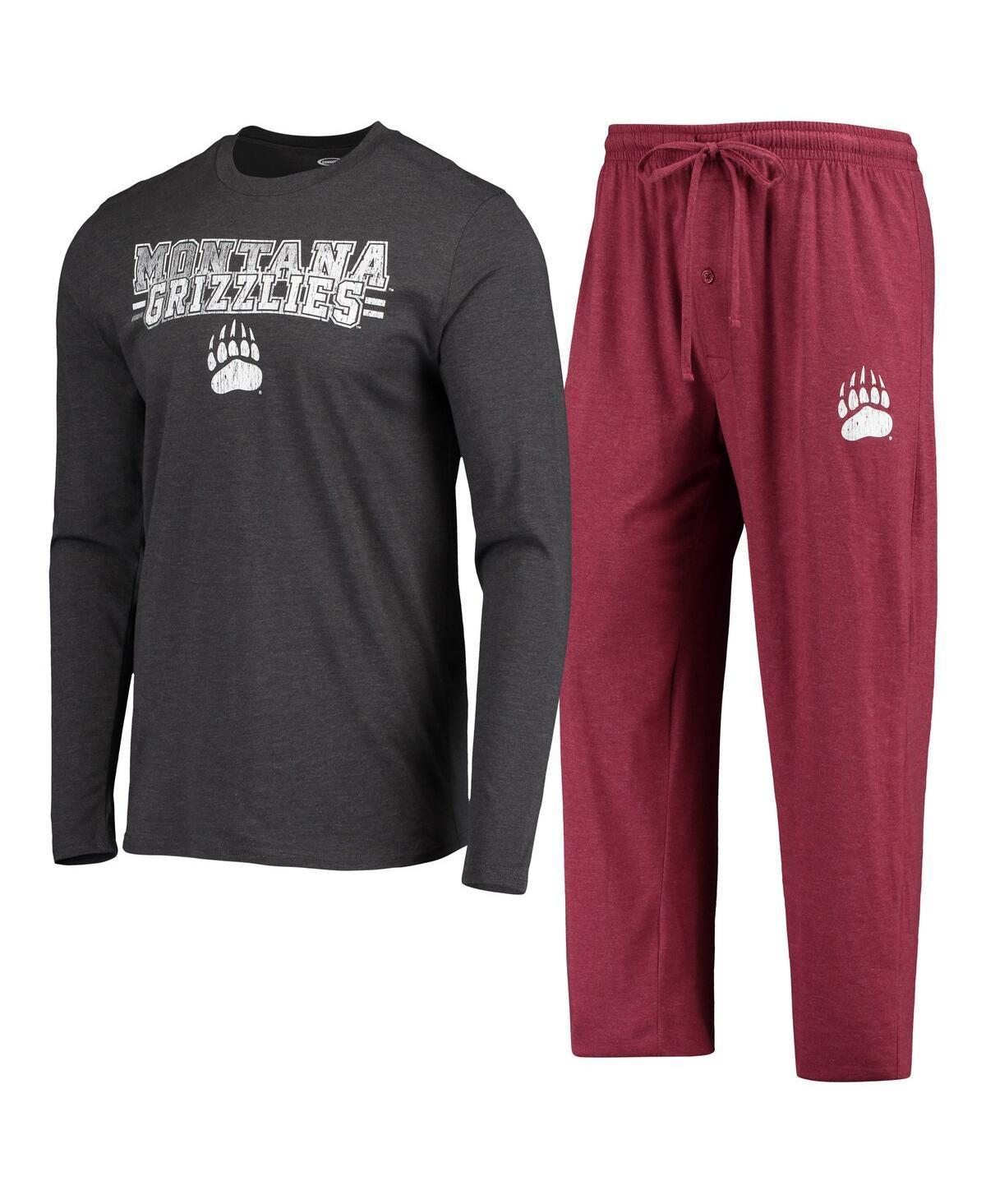 Mens Concepts Sport Maroon/Heathered Charcoal Montana Grizzlies Meter Long Sleeve T-Shirt & Pants Sleep Set Product Image