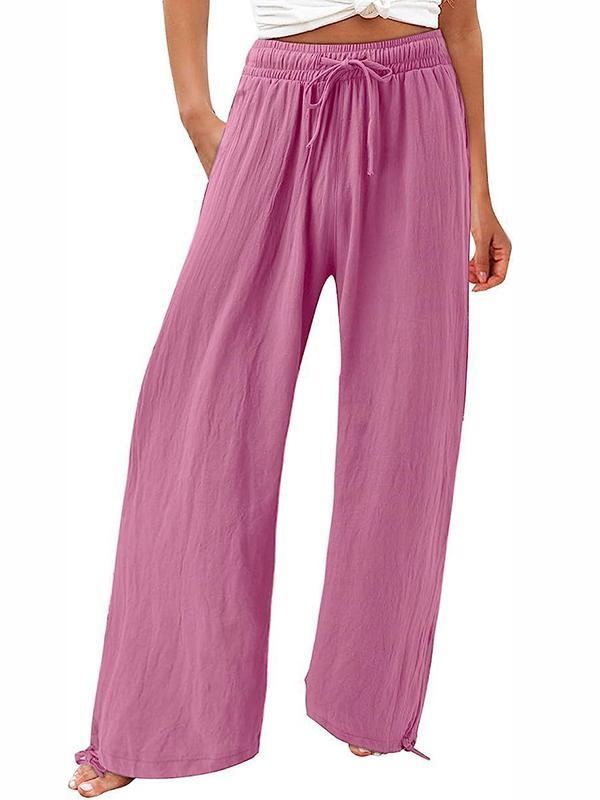 Loose Wide Leg Drawstring Elasticity Solid Color Pants Trousers product image