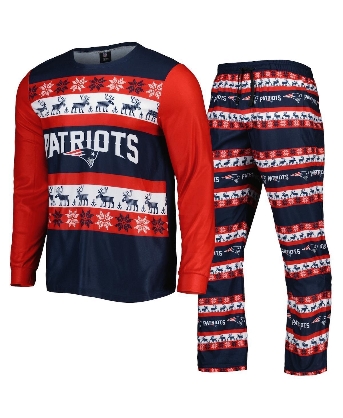 Mens Foco Navy New England Patriots Team Ugly Pajama Set Product Image