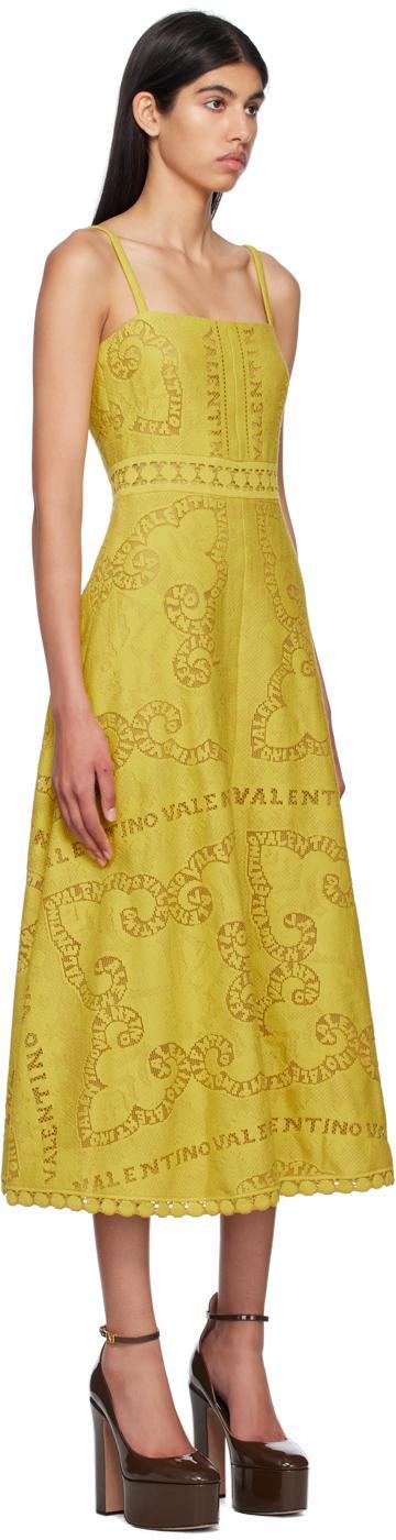 VALENTINO Cotton Guipure Lace Midi Dress Woman Yellow 46 Product Image