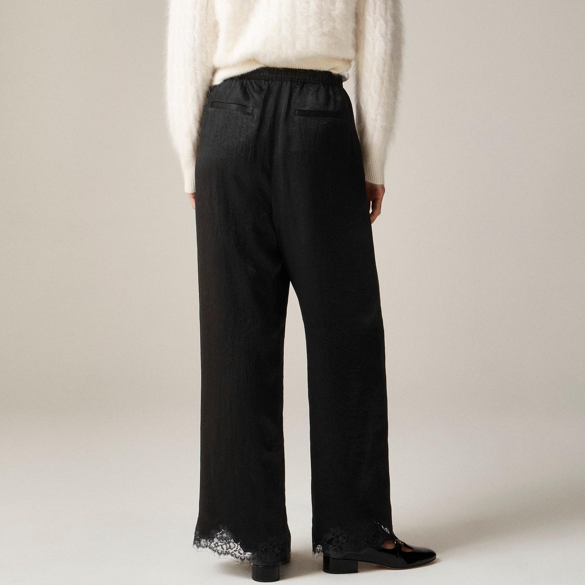 Stratus lace-trim pant in textured satin Product Image