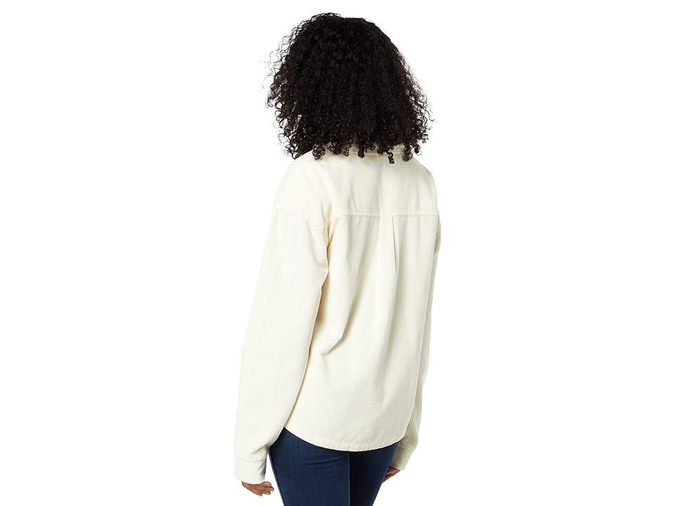 Mod-o-doc Washed Corduroy Long Sleeve 1/2 Zipped Shacket (Ivory) Women's Clothing Product Image