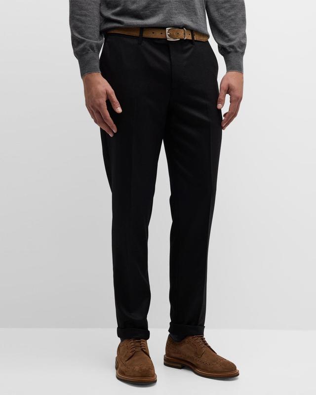 Mens Light Flannel Flat-Front Trousers Product Image