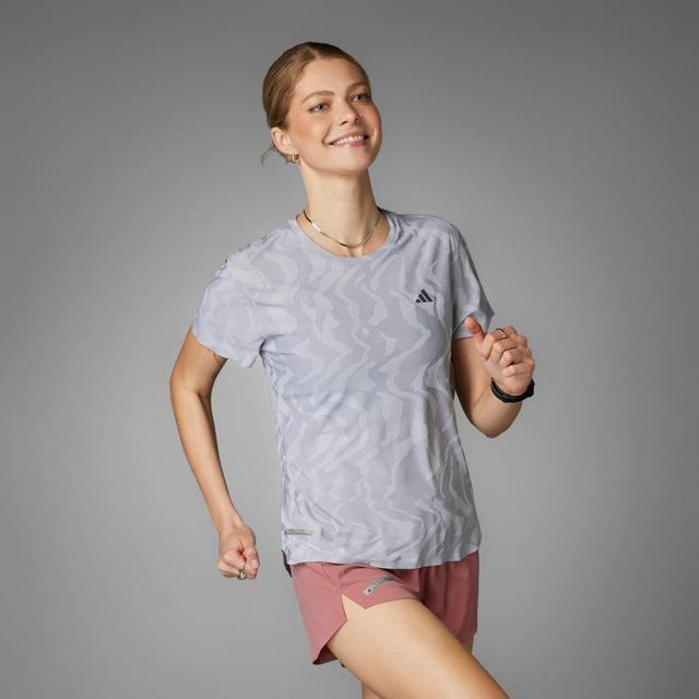 adidas Ultimate HEAT.RDY Engineered Running Tee Halo Silver XS Womens Product Image