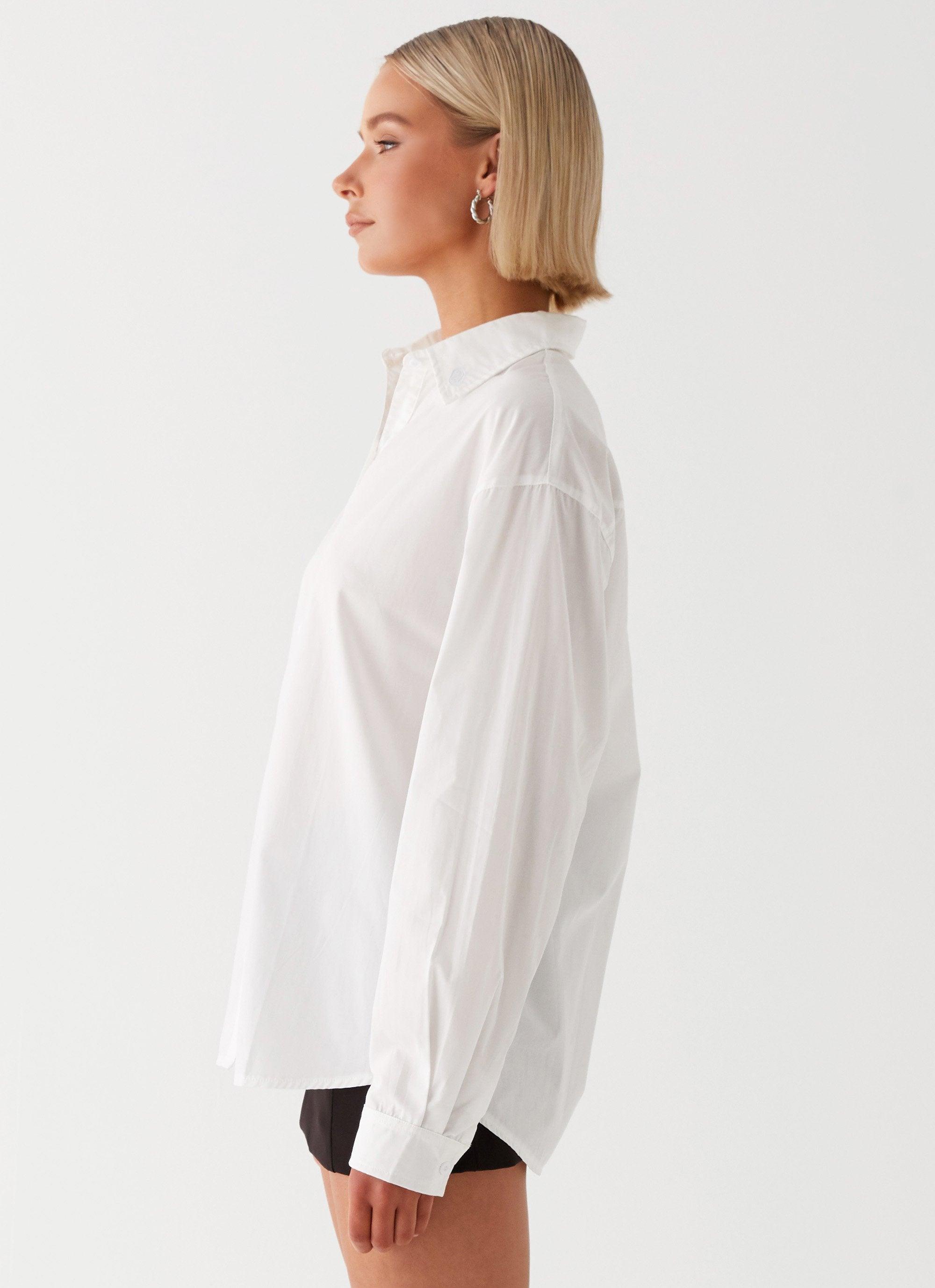 Laurel Long Sleeve Oversized Shirt - White Product Image