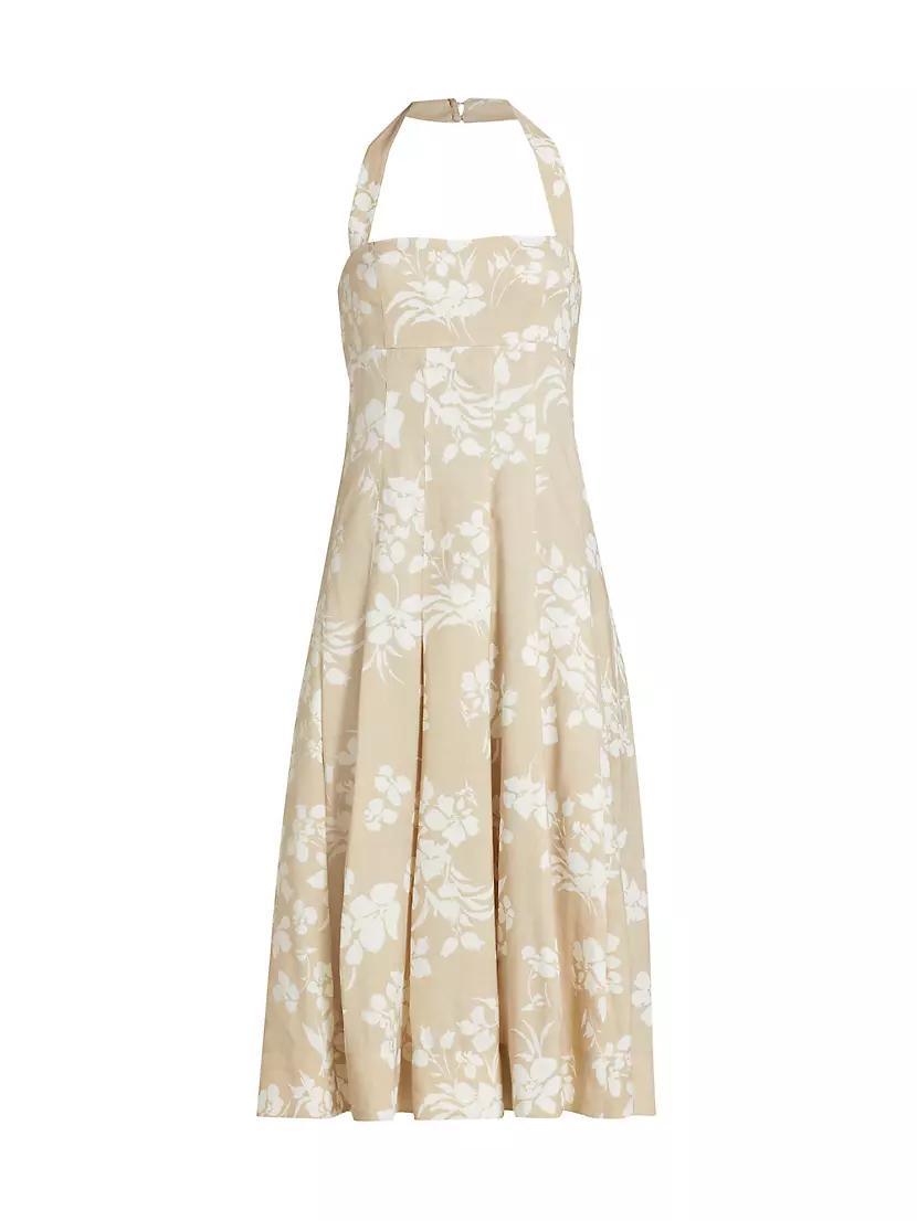 Amalia Floral Linen-Blend Halter Midi-Dress Product Image