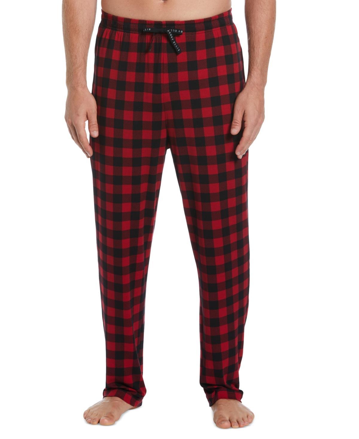 Perry Ellis Portfolio Mens Deluxe Touch Knit Buffalo Plaid Pajama Pant Product Image