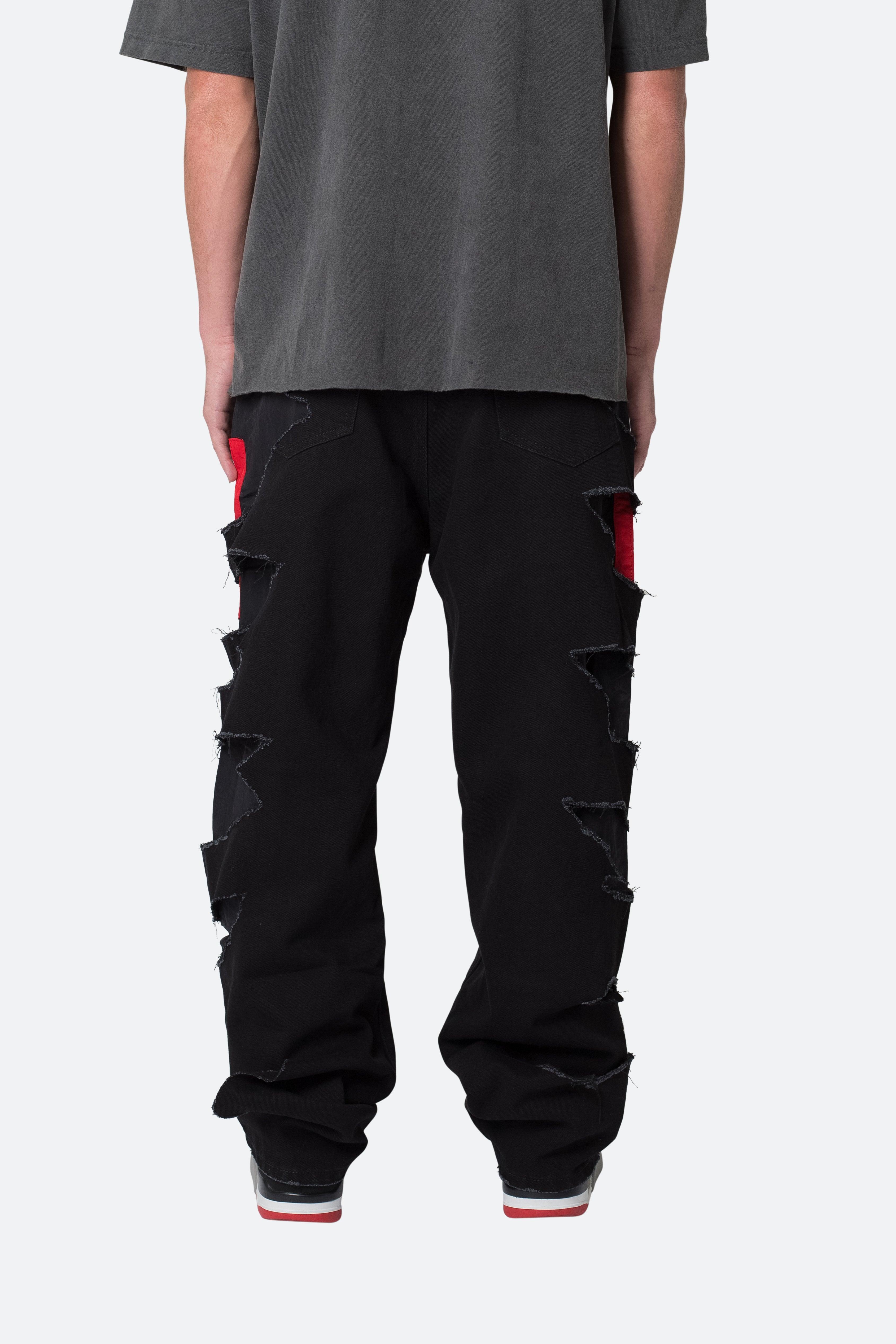 Ultra Baggy Track Lined Denim - Black/Red Product Image