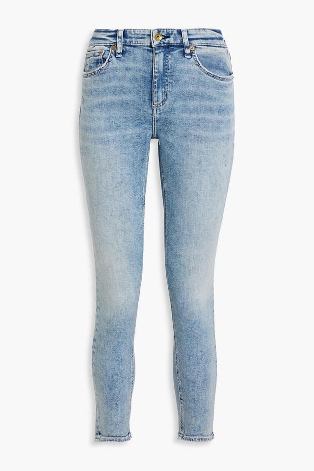 Cate Cropped Distressed Mid-rise Skinny Jeans In Light Denim Product Image