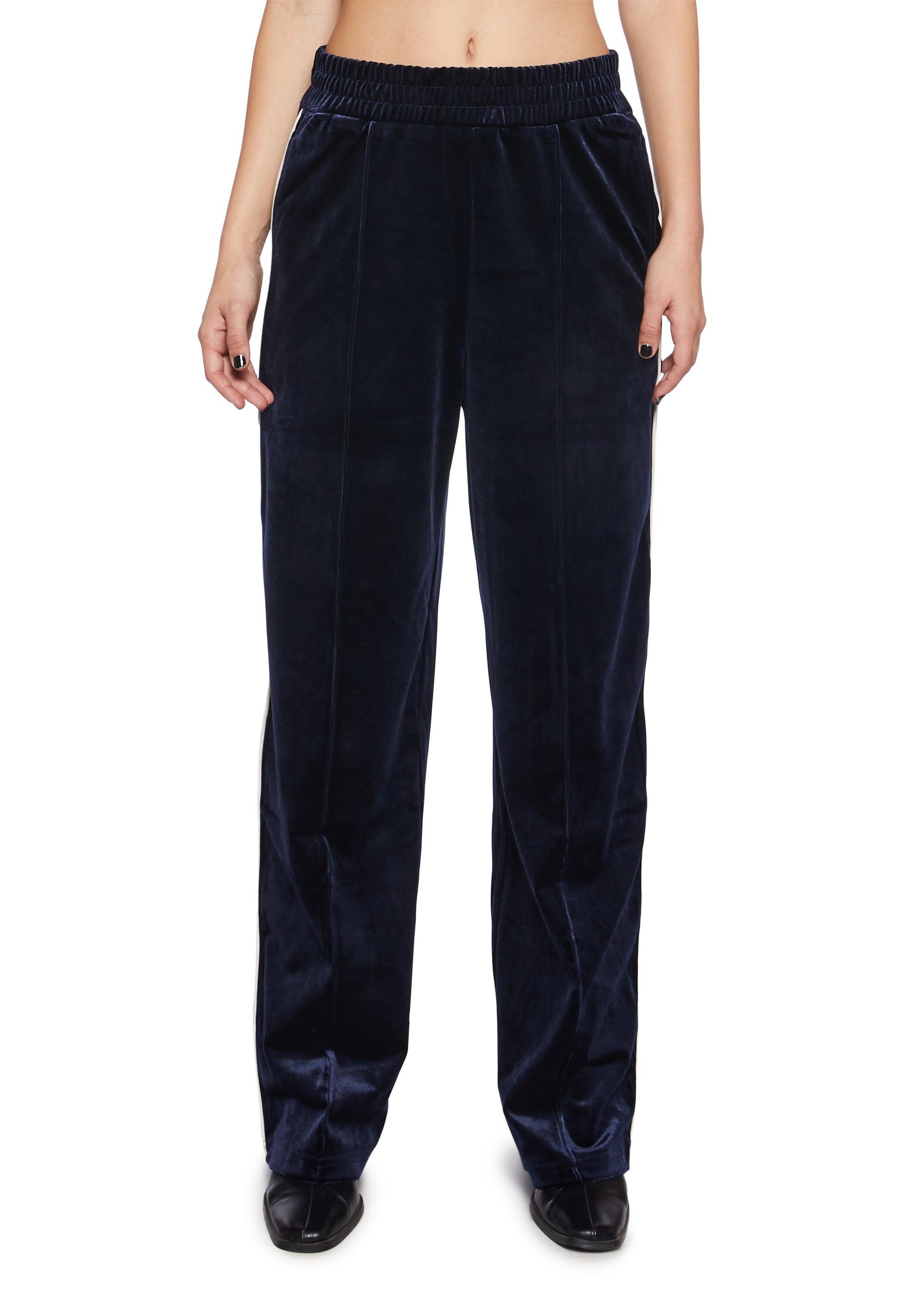 Velvet Elastic Waist Jogger Sweatpants - Blue Product Image