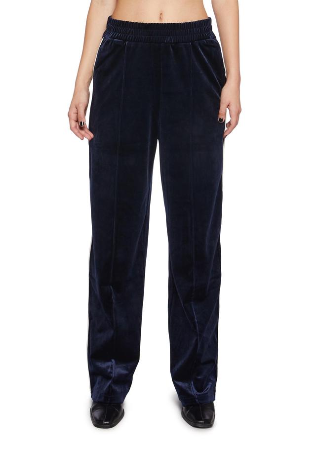 Velvet Elastic Waist Jogger Sweatpants - Blue Product Image