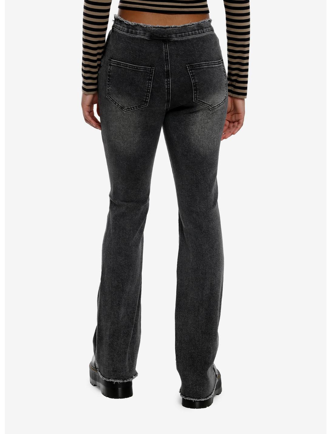 Black Wash Ruched V-Cute Flare Jeans Product Image