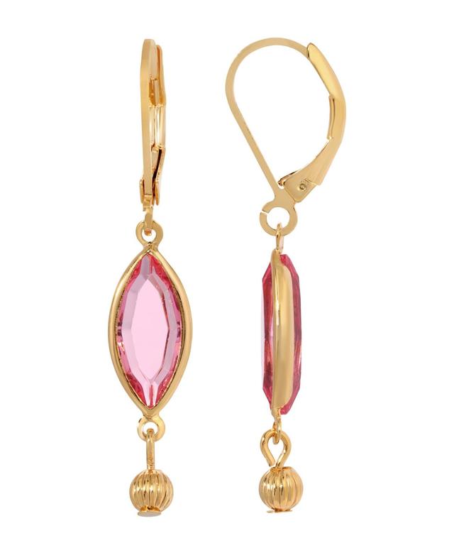 1928 Simulated Crystal Oval Drop Earrings, Womens, Pink Product Image