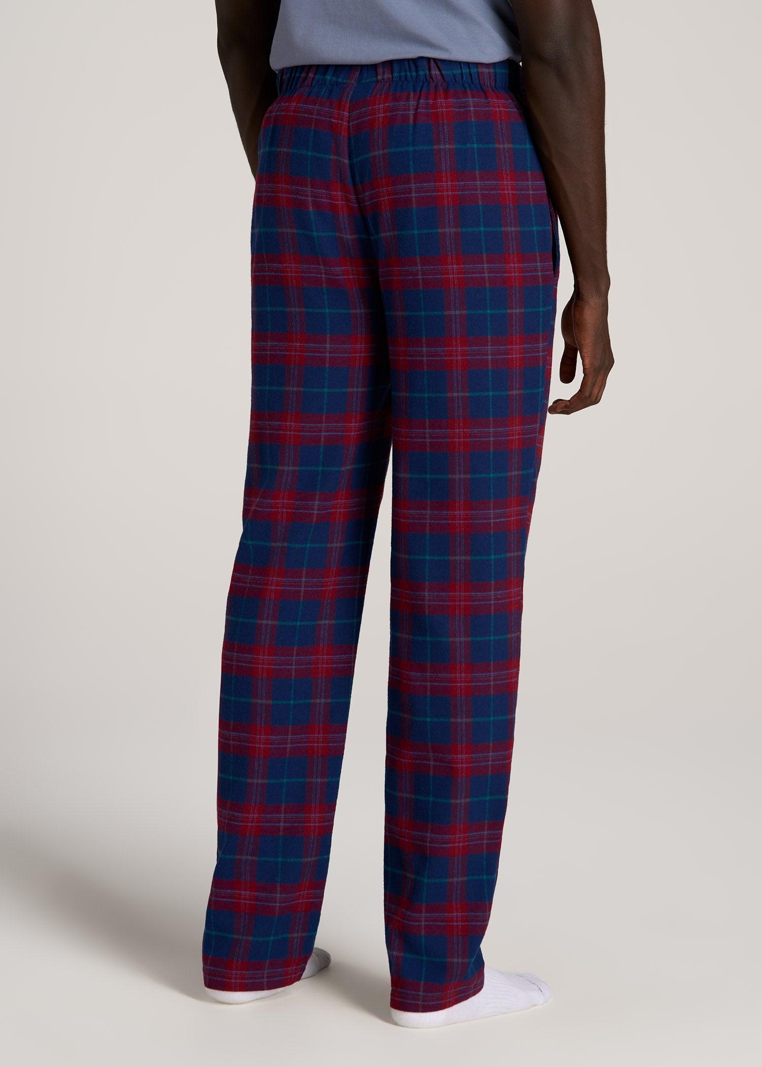 Plaid Pajama Pants for Tall Men in Blue and Red Tartan Product Image