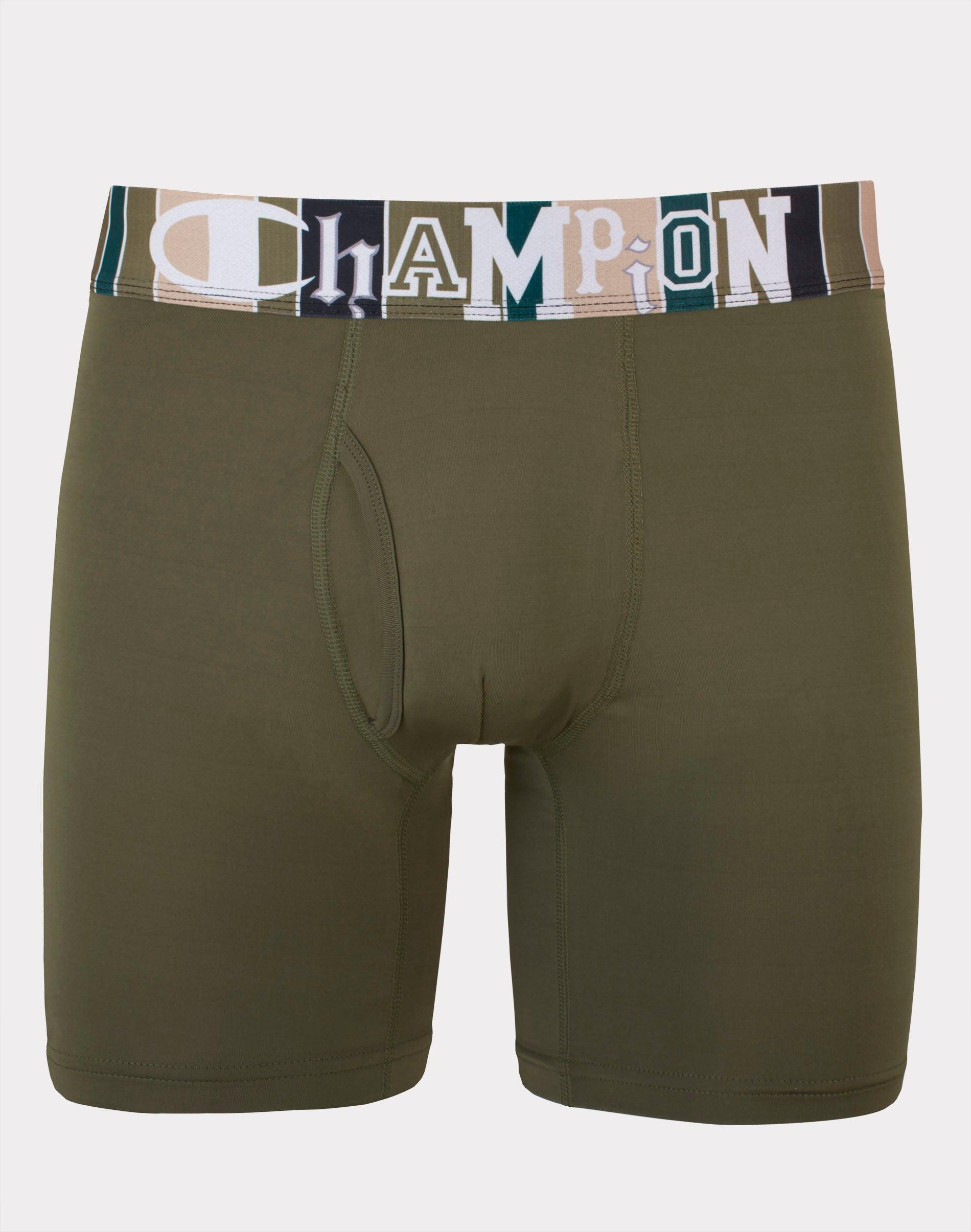 Champion Mens Specialty Boxer Briefs, Mixed Lettering Cargo Olive M Product Image