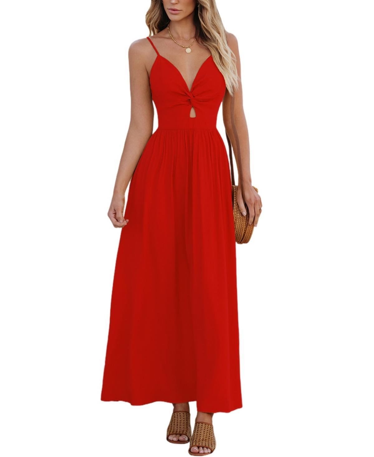 Cupshe Womens Front Twist & Keyhole Maxi Beach Dress - Light Product Image