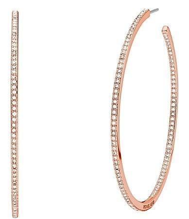 Michael Kors Crystal Rose Gold Inside Outside Pav Hoop Earrings Product Image