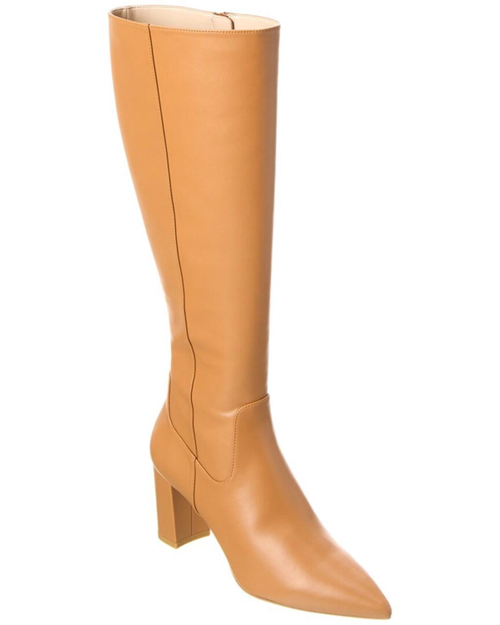 STUART WEITZMAN Renegade Zip 75 Leather Knee-high Boot In Brown Product Image