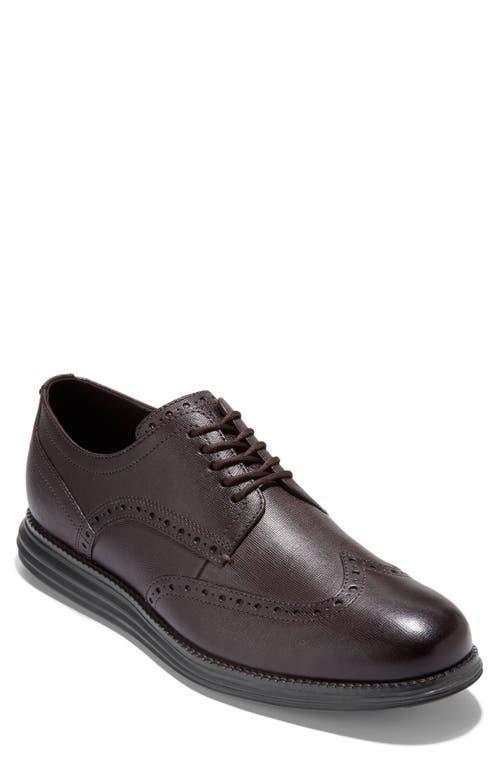 Cole Haan Originalgrand Wing Tip Oxford (Dark Chocolate Saffiano Men's Lace Up Wing Tip Shoes Product Image
