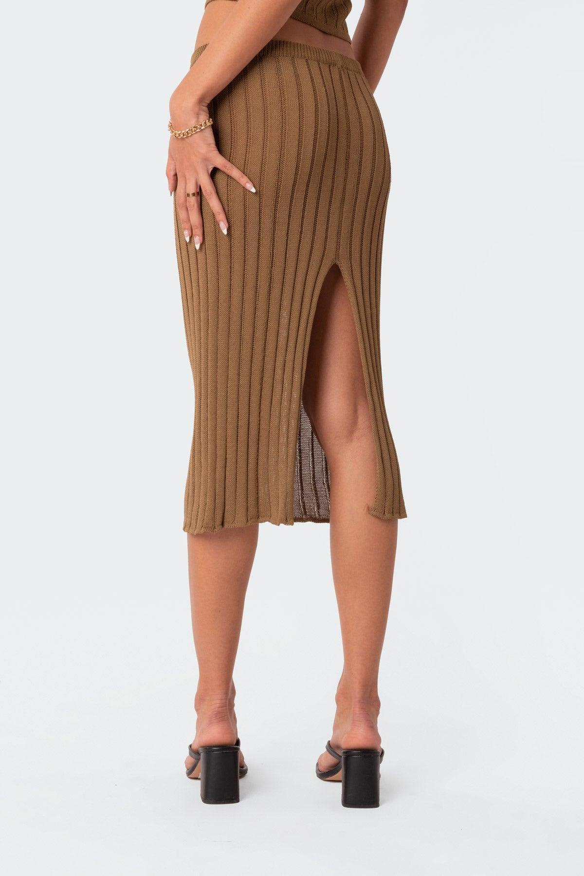 Quynh Slitted Knit Midi Skirt Product Image