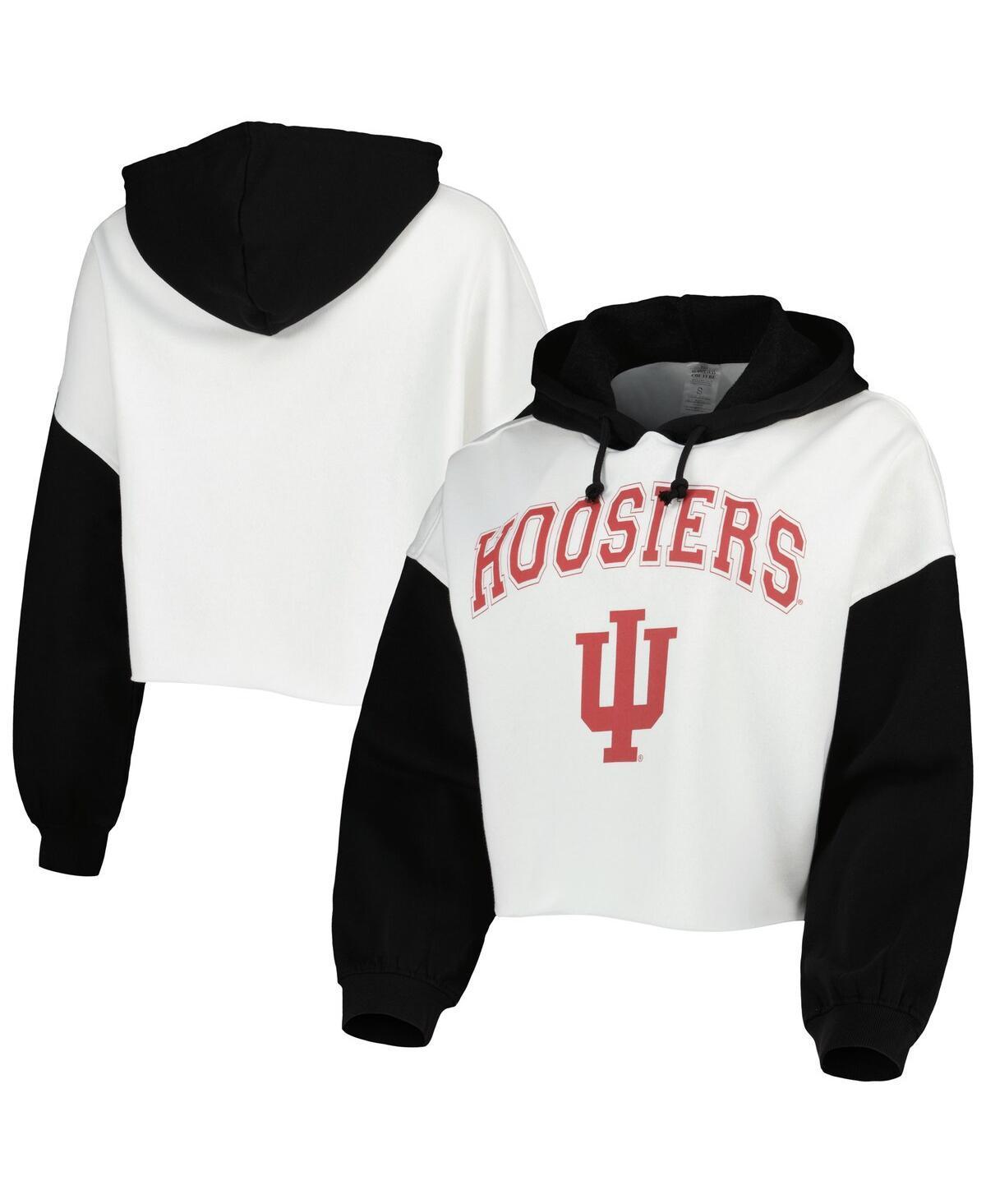 Womens Gameday Couture /Black Indiana Hoosiers Good Time Color Block Cropped Hoodie Product Image