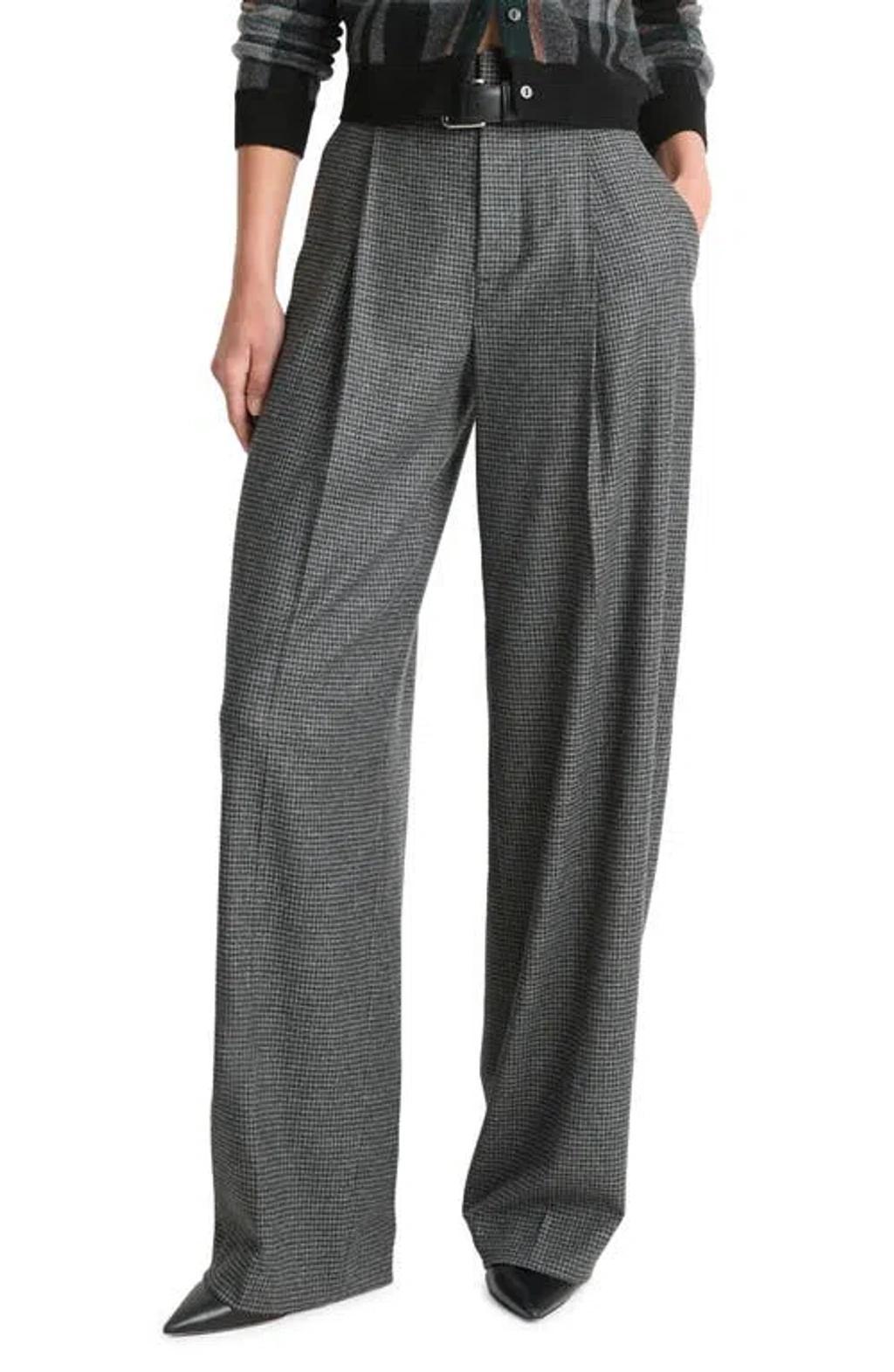 Microcheck High Waist Wide Leg Pants In Micro Check product image