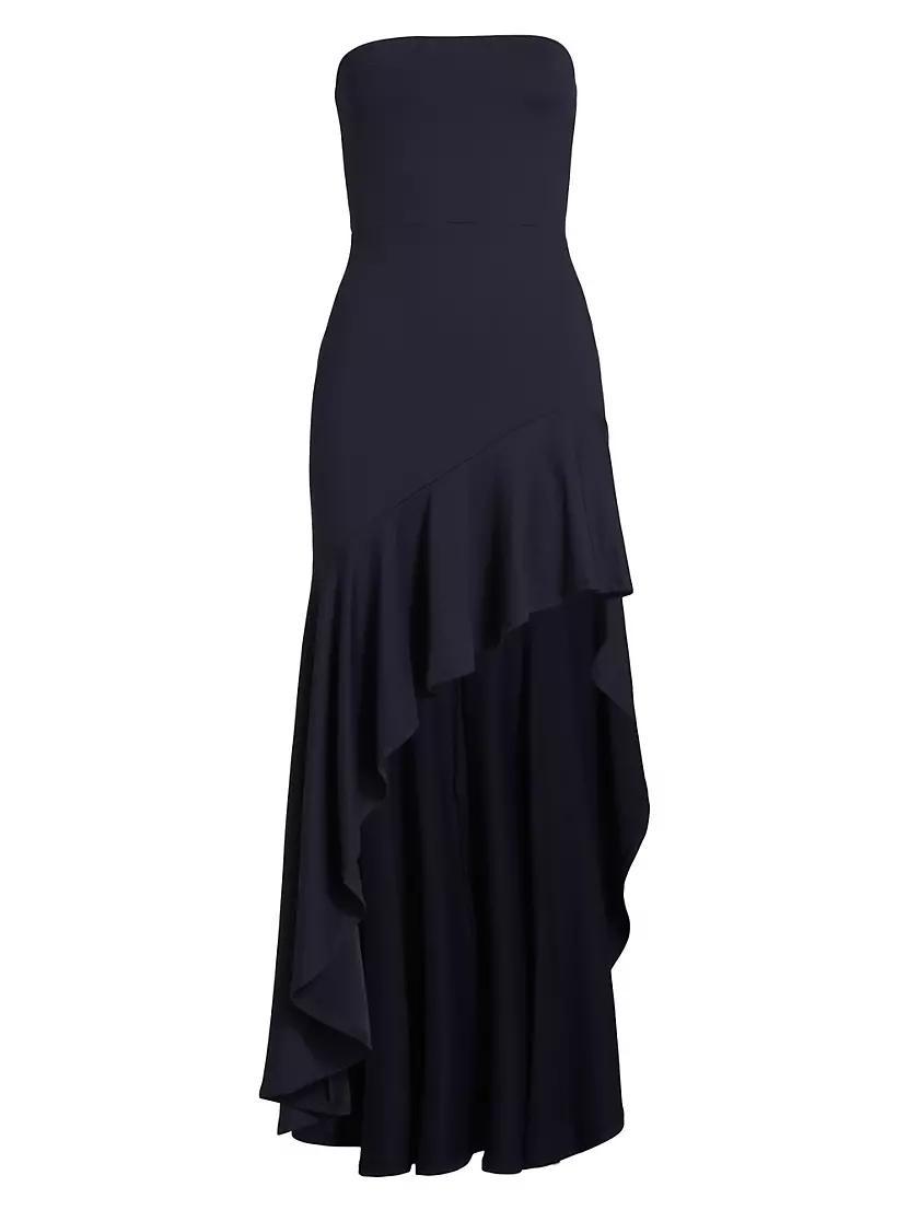 Womens Tube Ruffle High-Low Maxi Dress Product Image