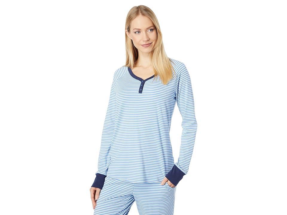 L.L.Bean Super Soft Shrink-Free Lounge Set Stripe (Arctic Stripe) Women's Pajama Sets Product Image