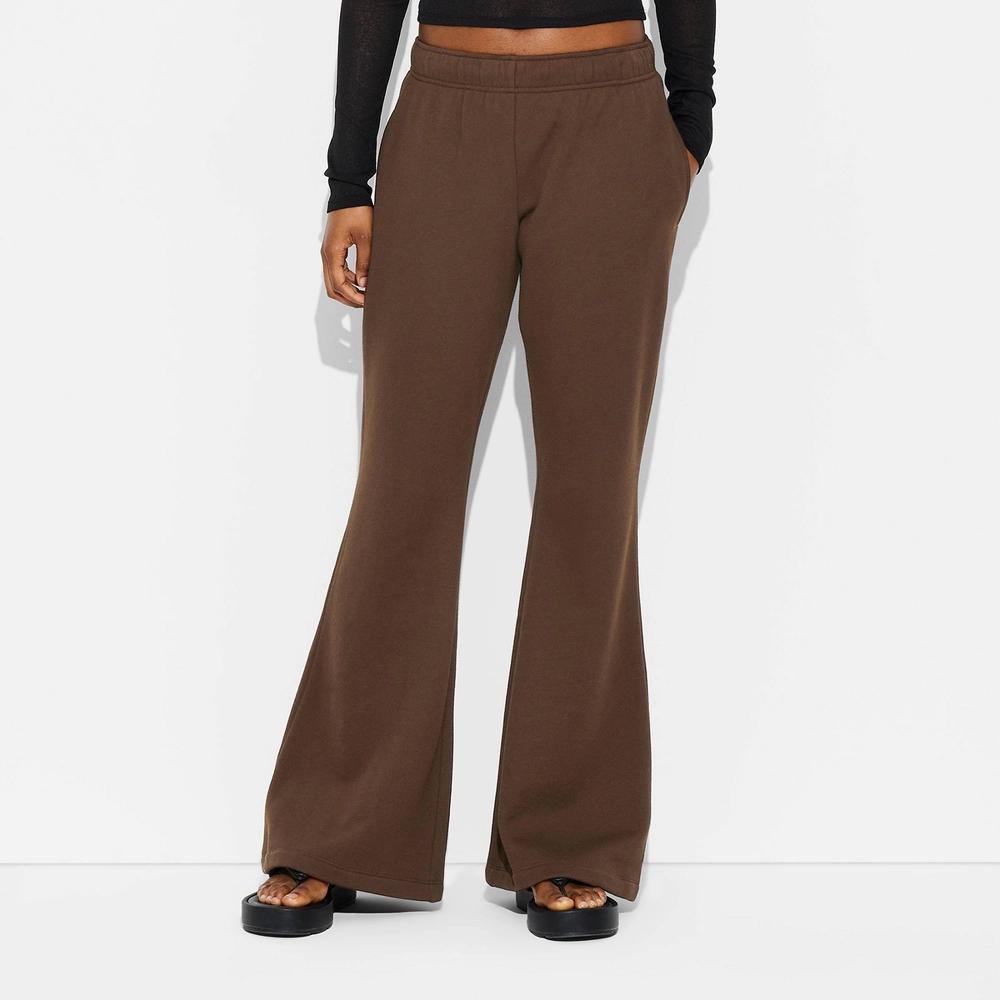 Women's High-Rise Flare Sweatpants - Wild Fable™ Brown L Product Image