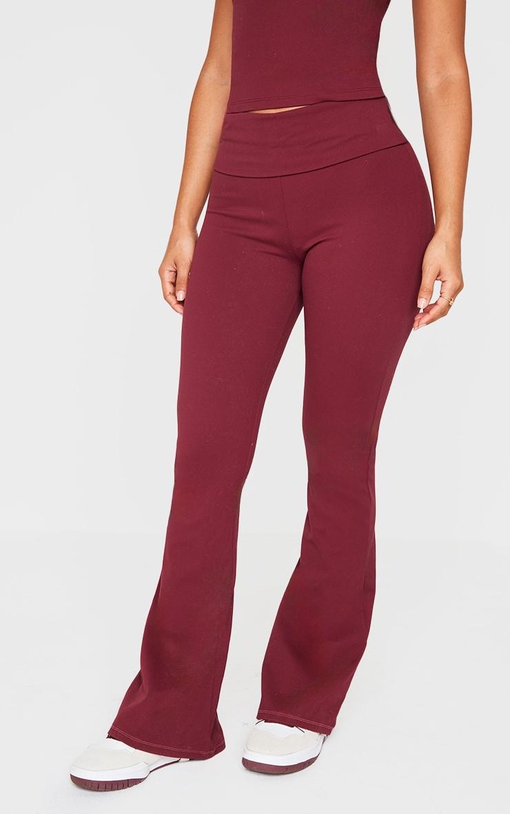 Petite Burgundy Snatched Sculpt Foldover Pants Product Image